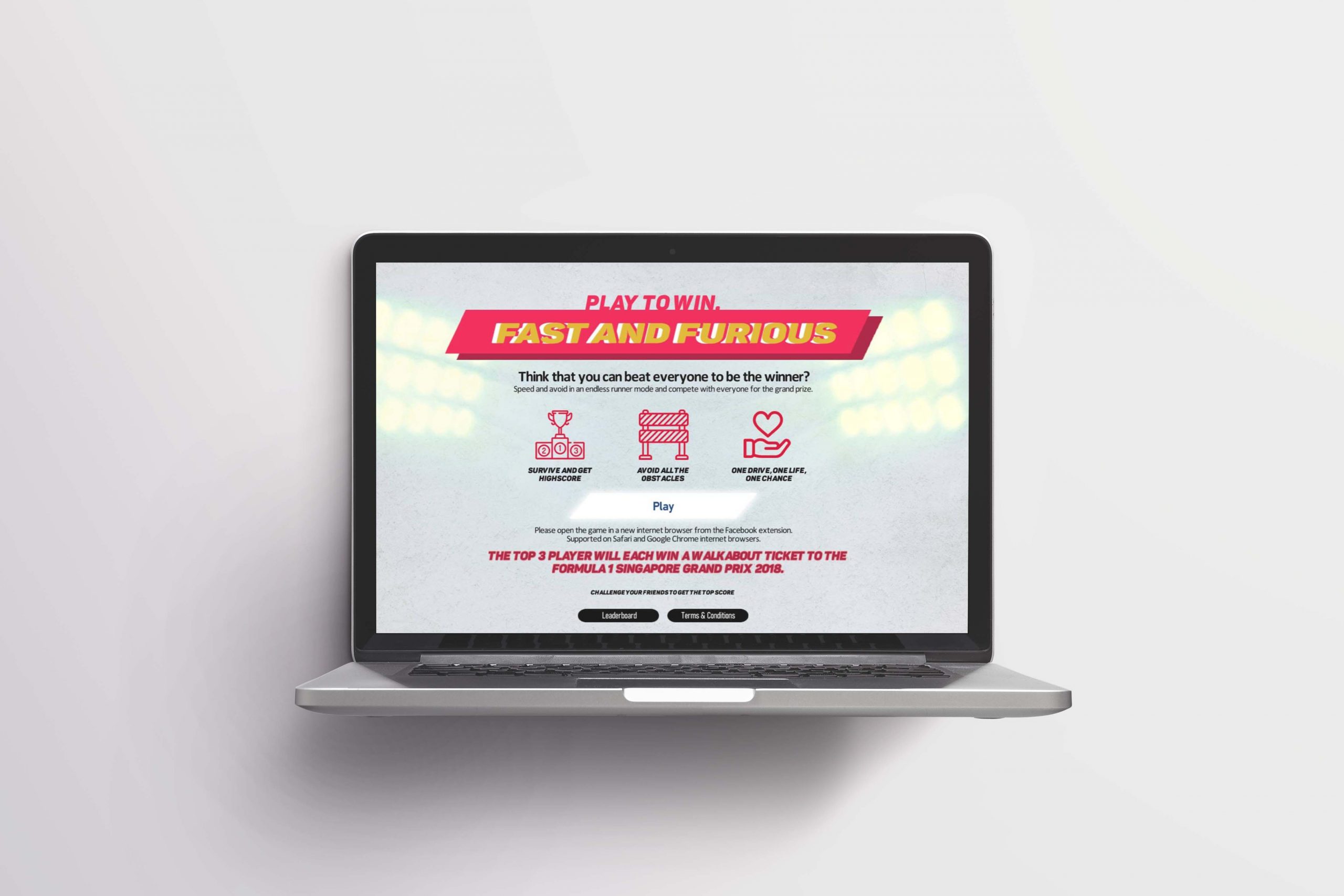 Laptop mockup for weiken.com fast and furious game